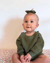Olive Green Grosgrain Bow Clips